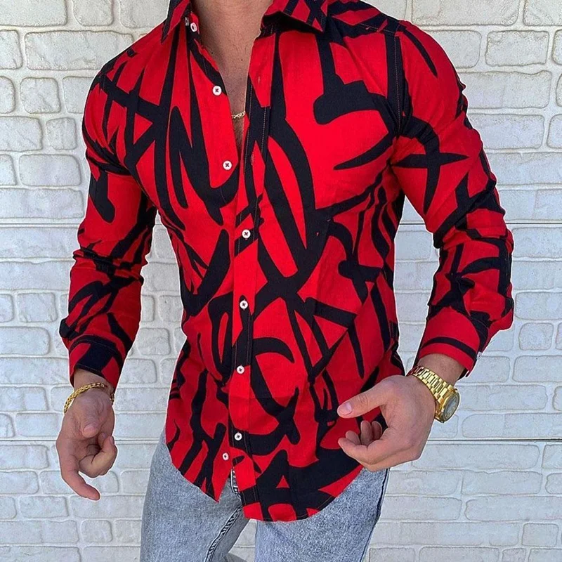 Men Brand Long Sleeve Shirt Floral Male Blouse Casual Shirts 2021 New Autumn Men Top Clothes camisa Slim Fit Party Shirt