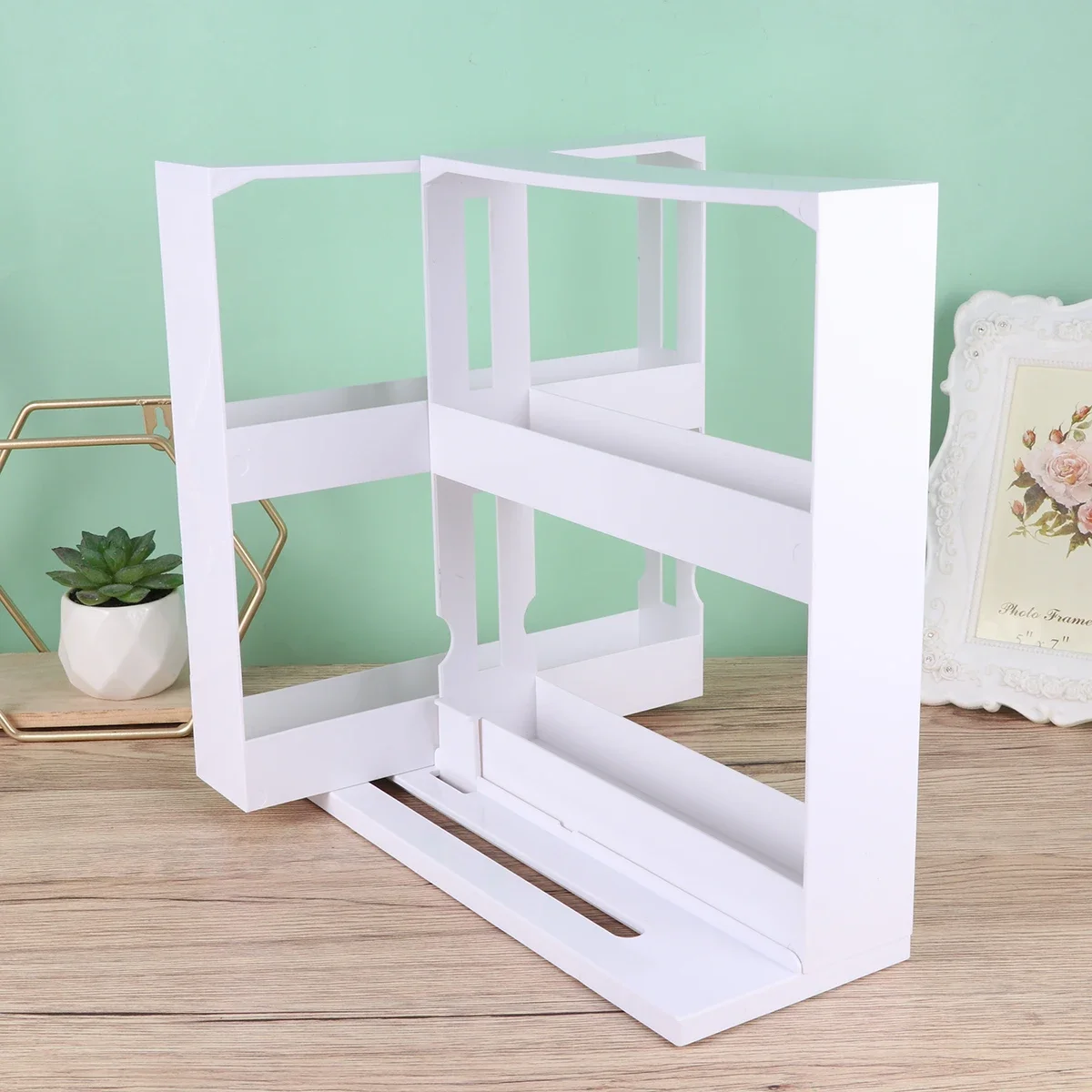 2 Layer Kitchen Storage Slide Cabinet Rotating Organize Spices Jar Bottle Storage Rack Kitchen Bottle Storage Organizer Shelves 4