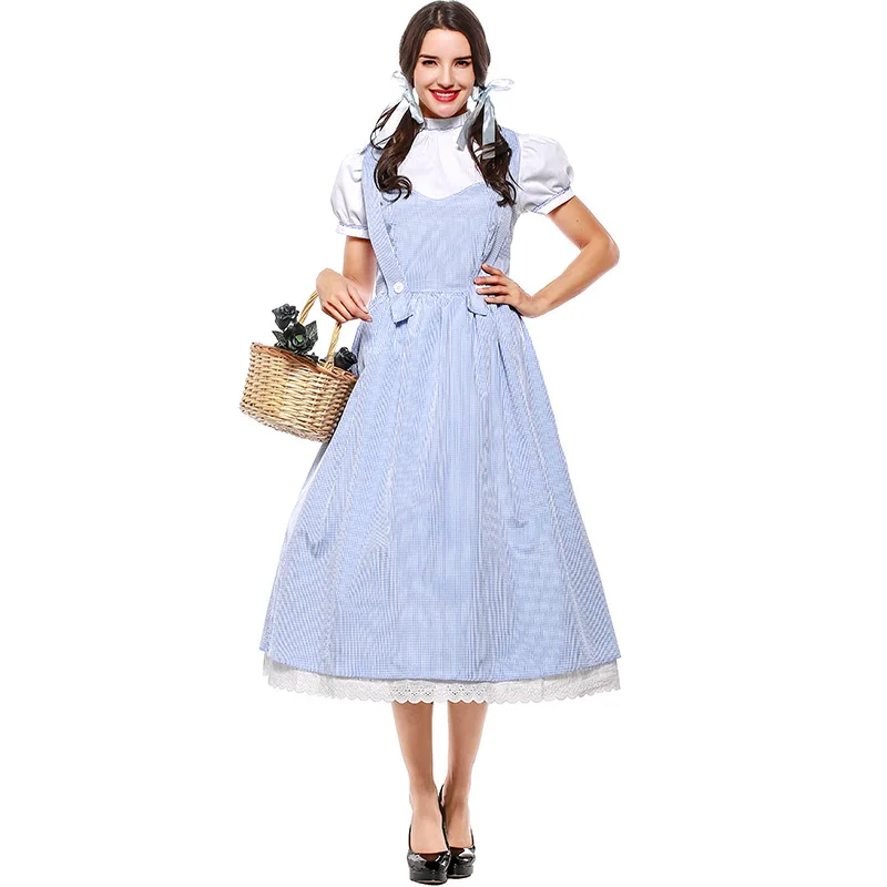 

New Fairytale Character Blue Gingham Dress Outfit Womens Wizard Of Oz Dorothy Costume Carnival Costumes For Women S M L XL XXL