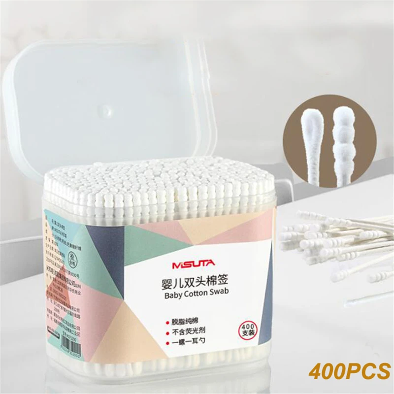 vaccination Anden klasse os selv 400Pcs Disposable Cotton Swab Fine Paper Stick Double Spiral Rod Baby  Safety Cotton Buds Newborn Clean Ears Health Tampon Babies - AliExpress