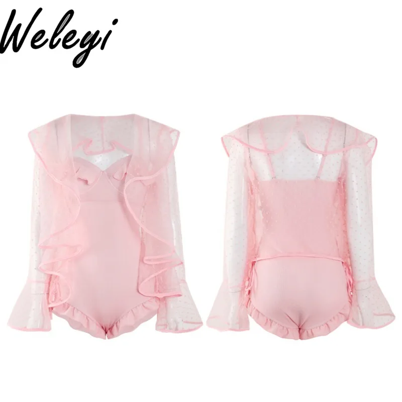 Cute Beach Swimming Wear for Womens 2024 Summer Sweet Cover Your Belly and Gather Breasts Hot Spring Vacation One Piece Swimsuit