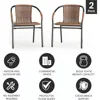 2 Pack Medium Brown Rattan Indoor-Outdoor Restaurant Stack Chair 5