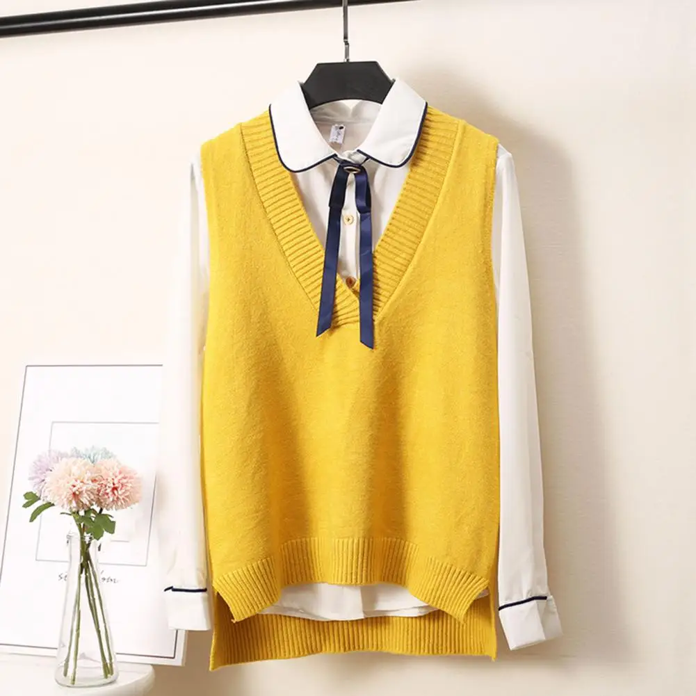 Winter Sweater Vest Chic Cozy Women's Sleeveless Sweater Vests Irregular Hem Knitted Pullovers for Fall Winter Warmth Women Fall