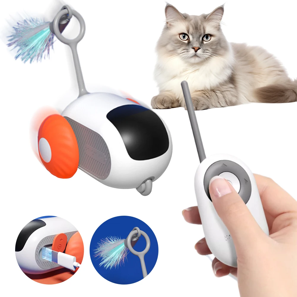 전기 이동 고양이 장난감, 리모컨 자동 자동차 고양이 장난감, USB 충전 무선 티즈 고양이 장난감, 실내 고양이 소형견용