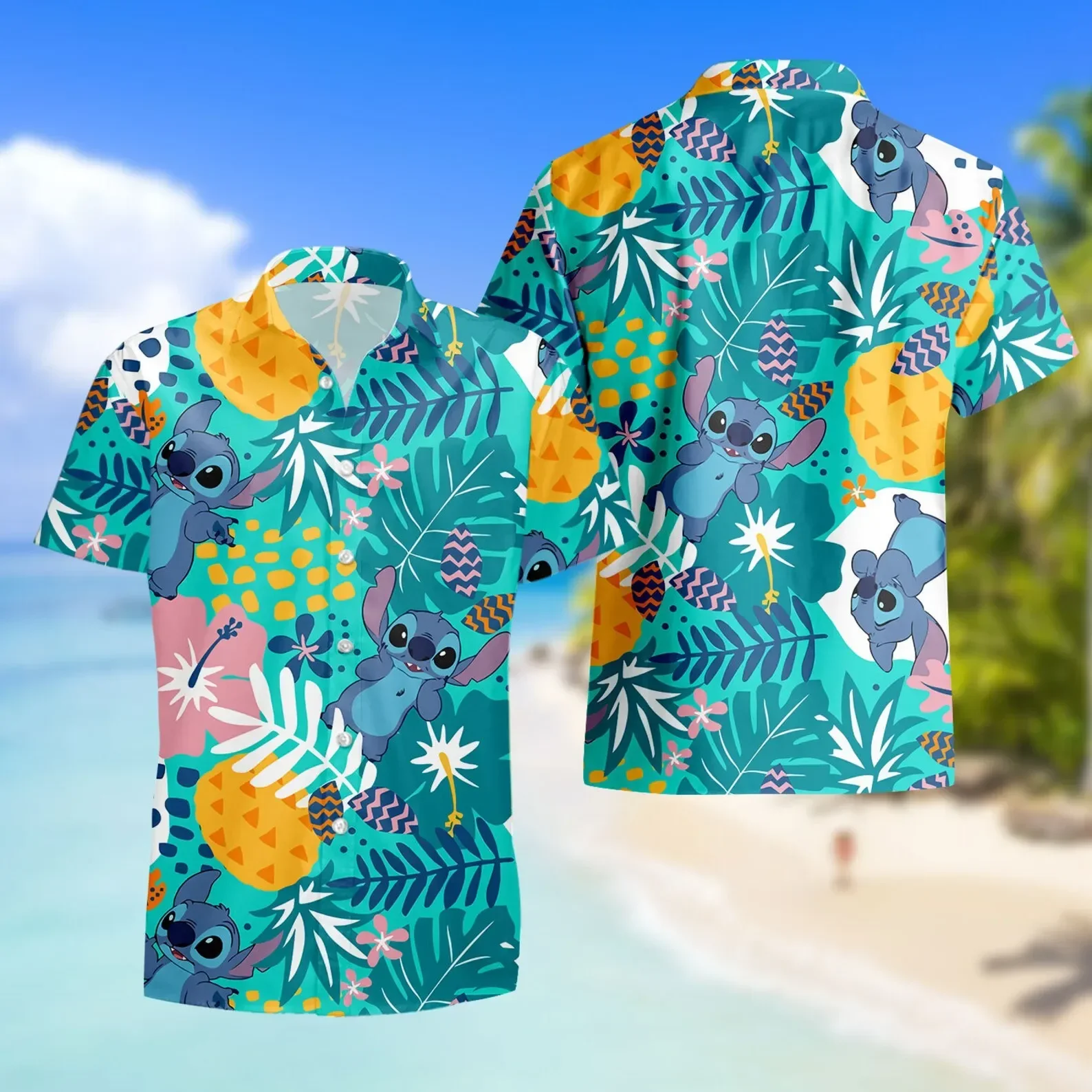 Hawaiian Shirt Stitch Disney Vintage Button Down Men Women