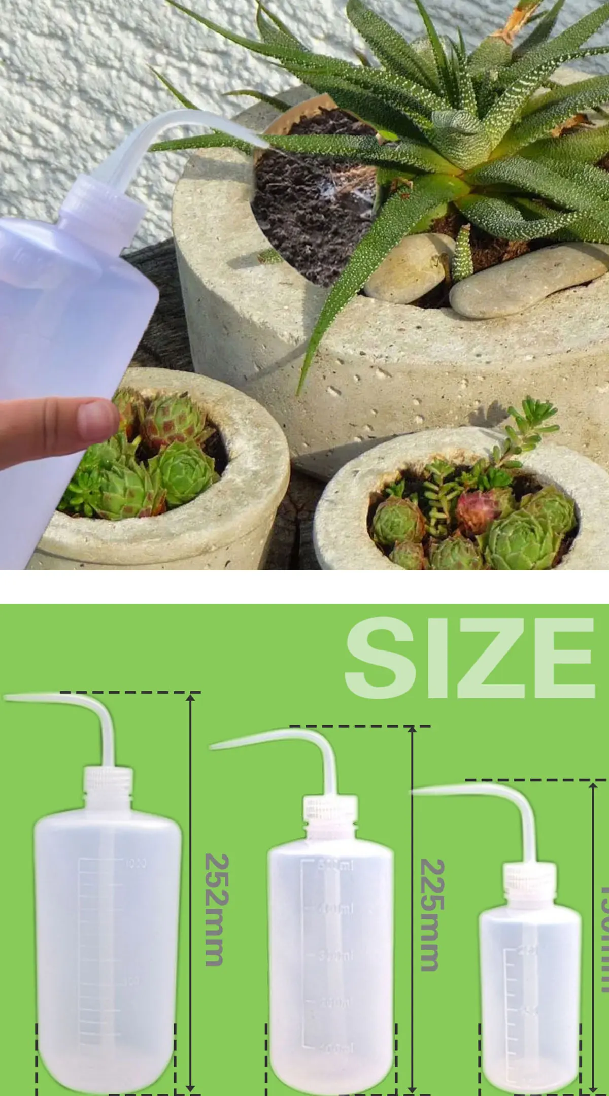 Description Picture 3 of item150-1000mL White Water Beak Pouring Kettle Succulents Plants Flower Watering Can Squeeze Bottles with Long Nozzle Gardening Tool