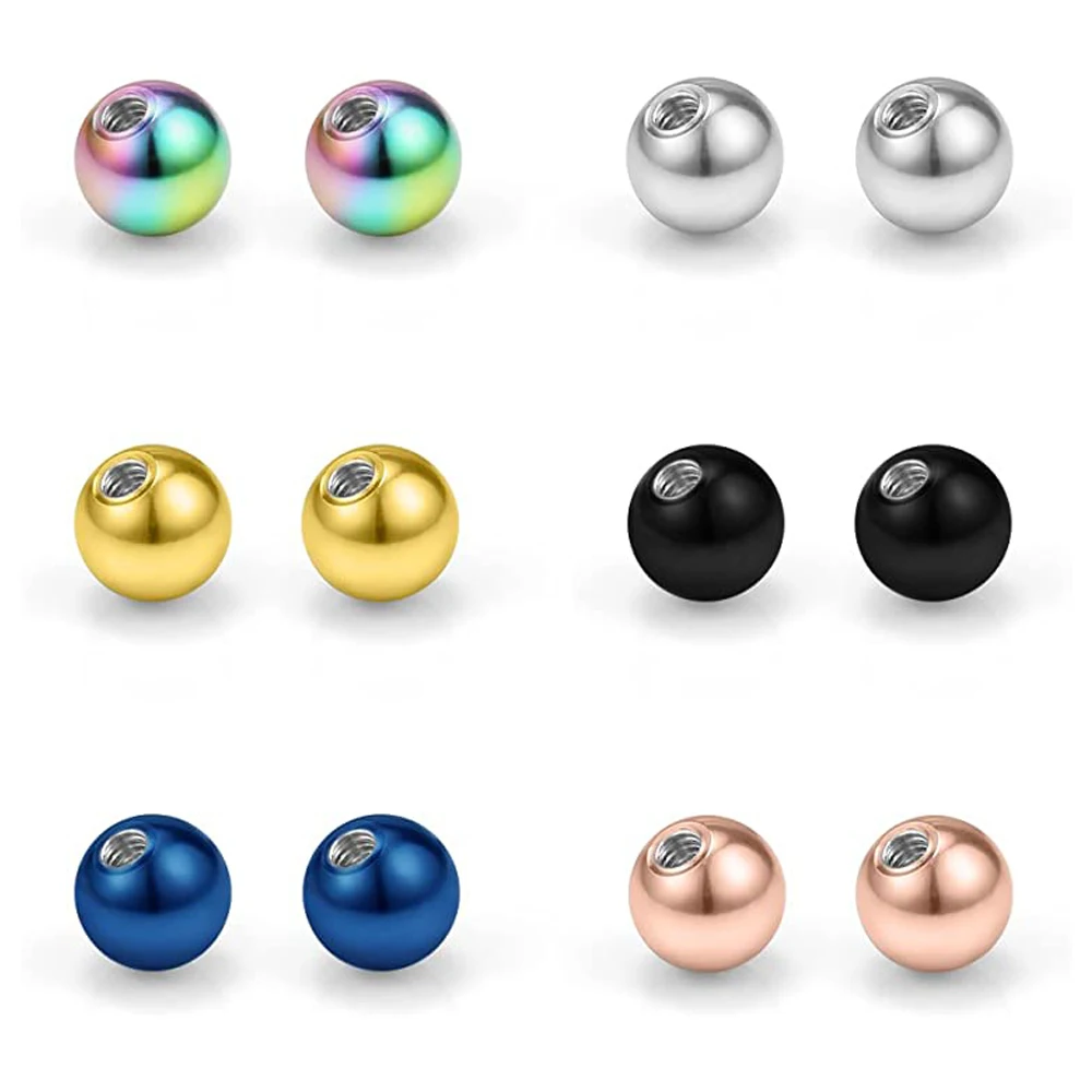 Stainless Steel Lip Studs Labret Earrings Piercing Jewelry Septum Rings Externally Threaded Plastic Balls