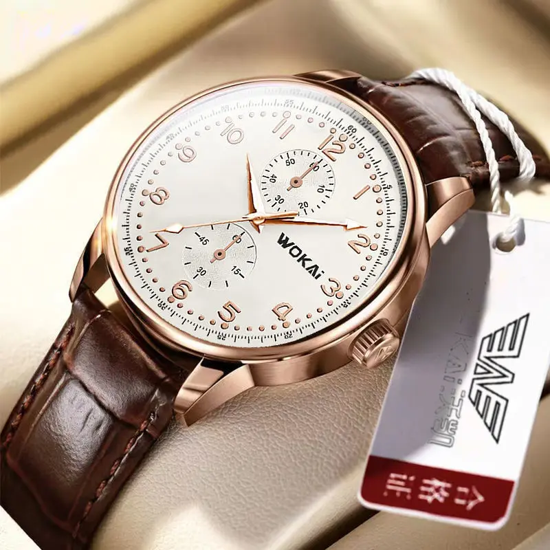 

Reloj Hombre WOKAI Watch Men Casual Business Watches Leather Band Analog Quartz Wristwatches Men Cheap Price Dropshipping