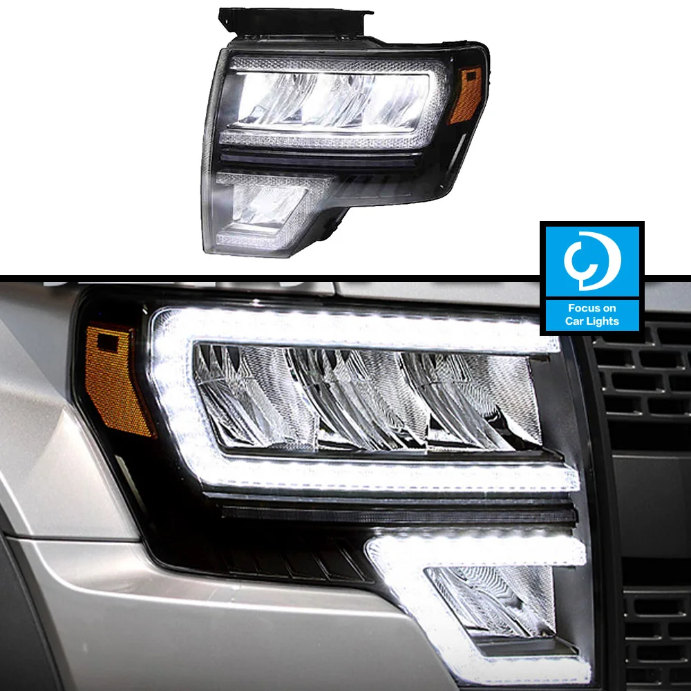 

Передние Автомобильные фары Ford Raptor F150 2009-2014, светодиодные фары, Стайлинг, динамический сигнал поворота, объектив, автомобильные аксессуары в сборе