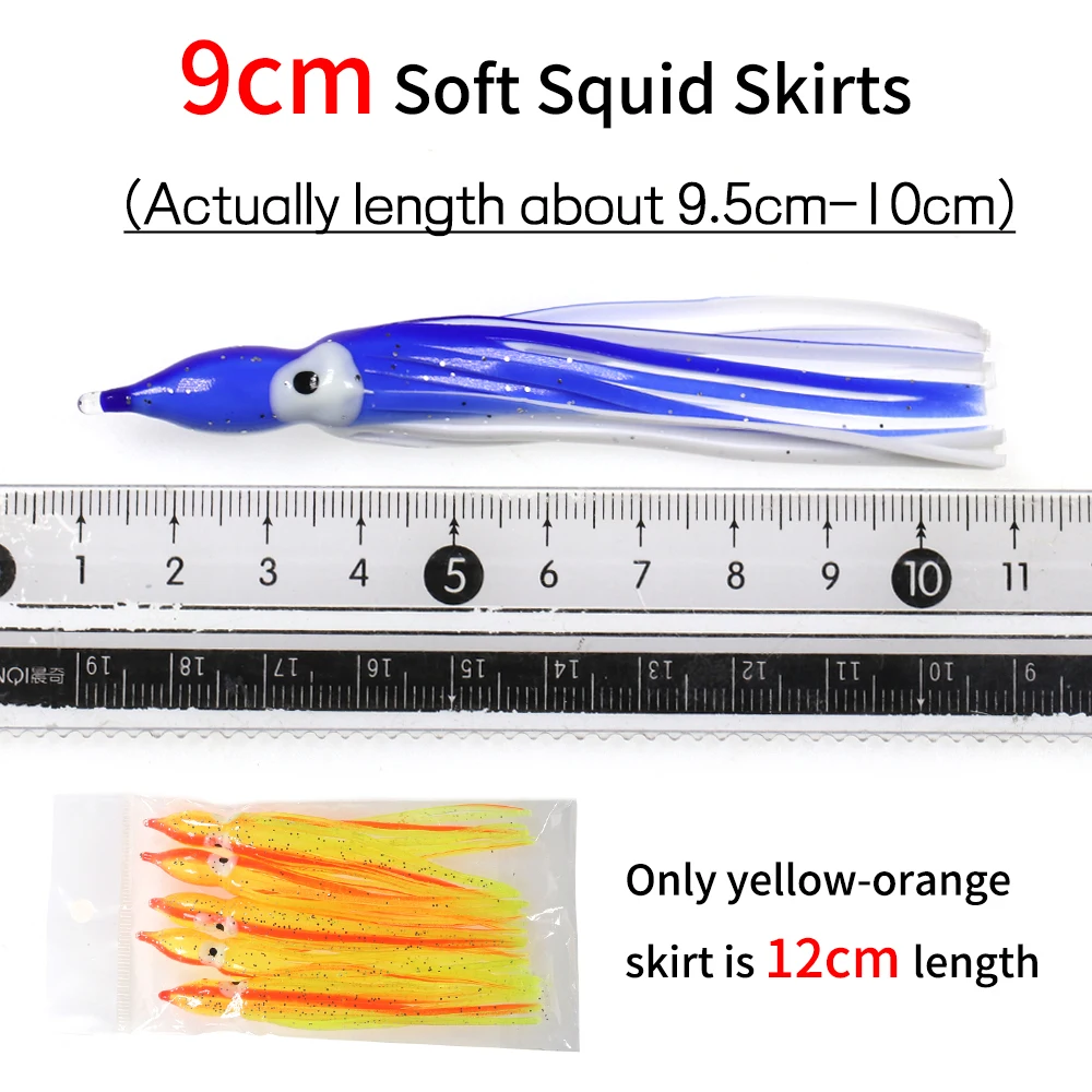2bags 10pcs 9cm Soft Squid Skirts Luminous Plastic Octopus Bait