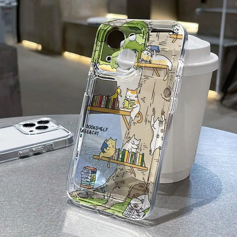 Whimsical Cartoon Cat Anti-Drop Dustproof Soft Phone Case