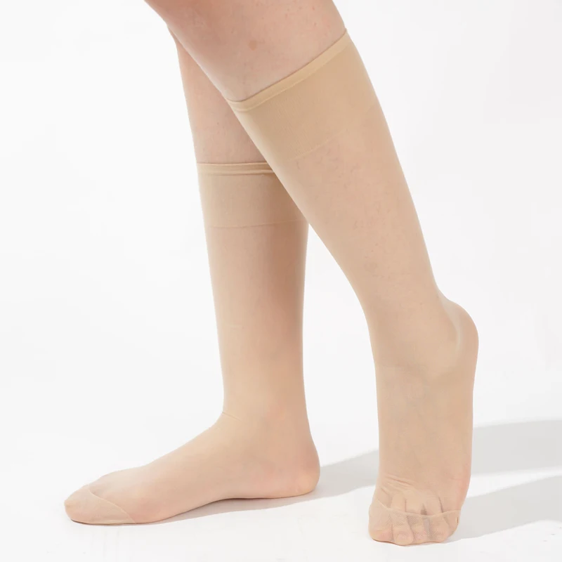 4 Pairs/Lot Women's Middle Tube Spring Summer Crystal Silk Socks Sexy Black Skin Breathable Nylon Casual Transparent Socks