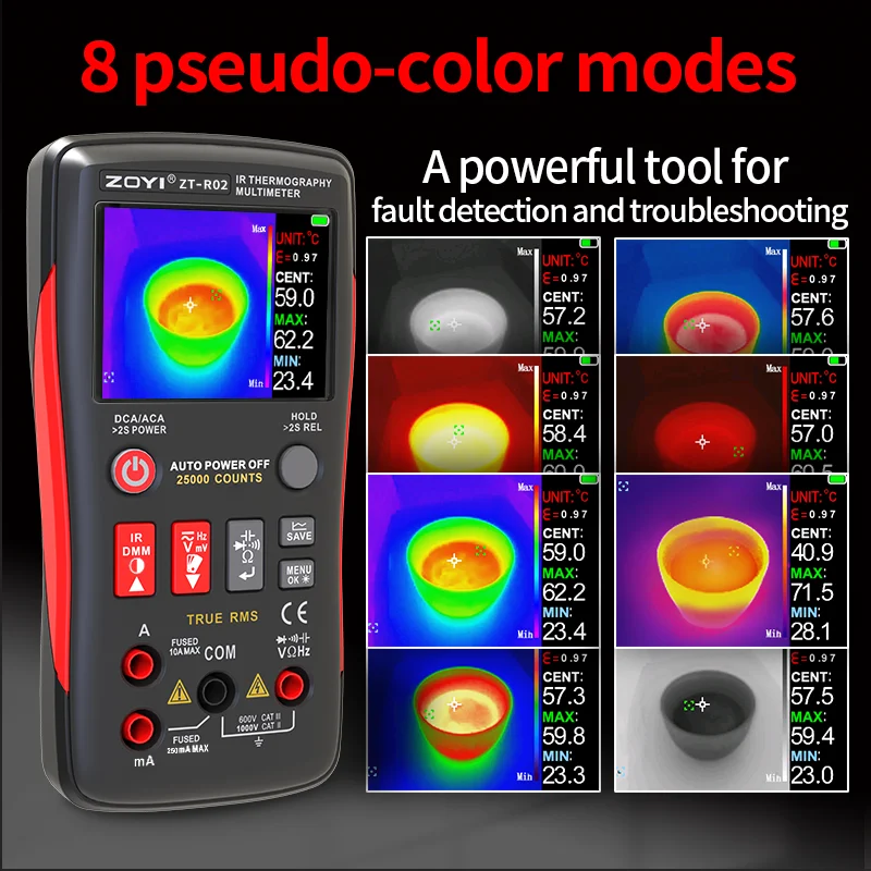 ZOYI ZT- R02 Thermal Imaging Multimeter 2-In-1 Color Screen Professional Digital Multimeter With Infrared Camera, Resolution 240 5