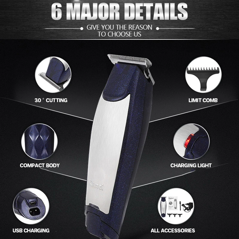 Kemei Hair Clippers for Men Professional Hair Trimmer Barber Cordless Zero Gapped Hair Clippers Mens Gifts Beard Trimmer Kit