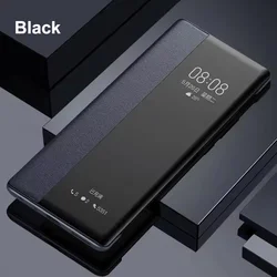 Premium PU Leather Smart Flip Shockproof Phone Case with Full Camera Protection - View Window Design for POCO F8 Ultra (Black)