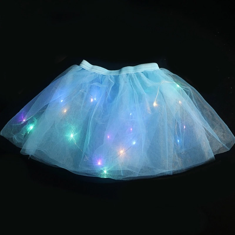 Kids Girls Glowing Tulle Tutu Skirt with LED Light Princess Ballet Stage Dance Short Dress for Fairy Mini Skirt Birthday Gift 3