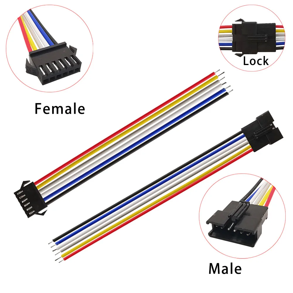 5Pair/10Pcs SM JST LED 커넥터 케이블 RGB RGBW LED 스트립 라이트 어댑터에 대 한 2/3/4/5/6 핀 플러그 소켓 남성 여성 와이어 커넥터