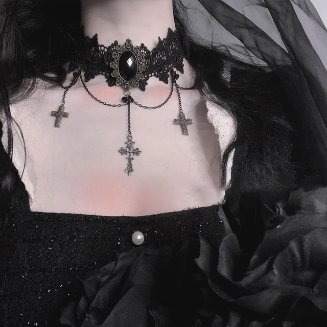 Gothic Choker Moon Black Grunge Chain Velvet Black Emo Necklace Collar  Jewelry - AliExpress