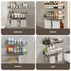Bathroom Organizer Without Drilling Wall Aluminum Shower Shelf Shampoo Holder Gray Toilet Storage Rack Bathroom Accessories 5