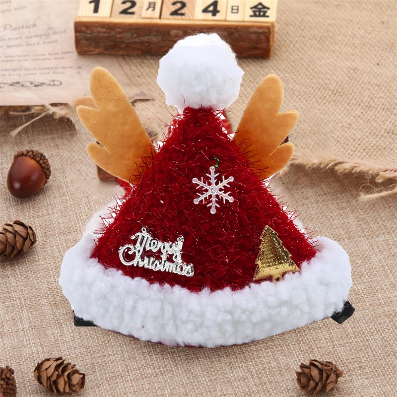 Christmas Santa Hat Hair Clip Accessories Glitter Bobby Pin for Girls Women Party Birthday Festival Support Baby Gifts