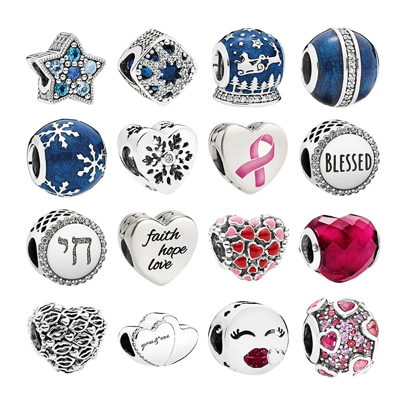 

Серебряные бусины 925 для браслетов, женские Украшения «сделай сам», звезда, полуночная лента из снежинок, любовь, сердца, искусственные кристаллы циркония