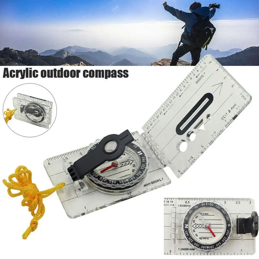 

Transparent Map Ruler Compass New Acrylic Portable Baseplate Compass Foldable Multi-function Orienteering Navigation Outdoor