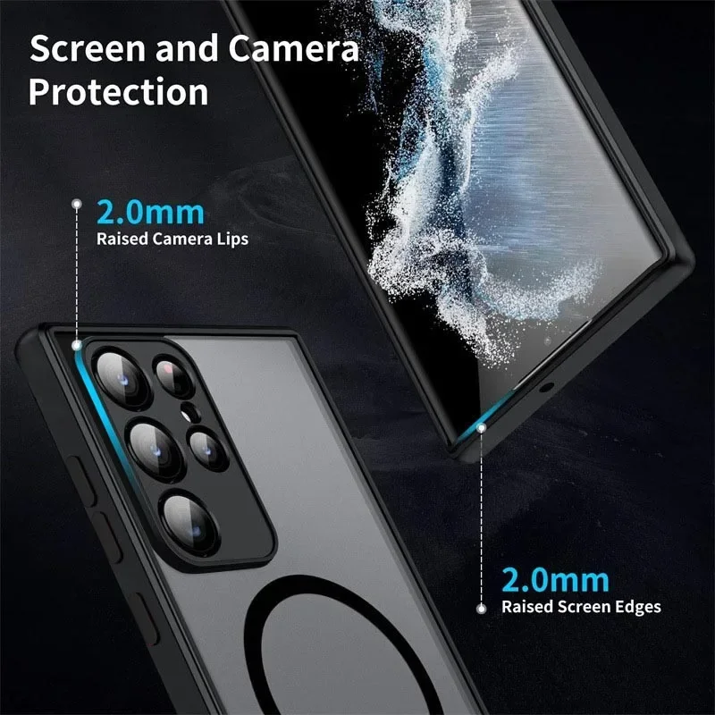 Magnetic Luxury Matte Shockproof Case with Lens Protection and Magsafe Compatibility