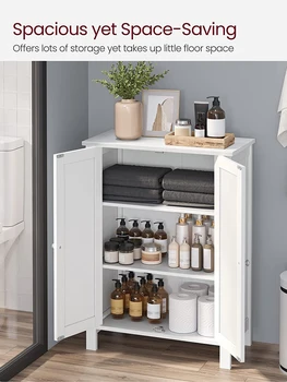 VASAGLE Bathroom Floor Storage Cabinet, Bathroom Storage Unit With 2 Adjustable Shelves, Bathroom Cabinet Freestanding, 11.8 3