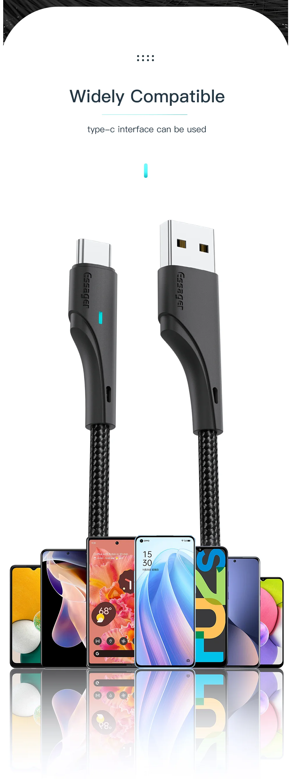 USB Type C Cable Wire For Samsung Xiaomi Huawei Fast Charging USB C Cable 3A Typ