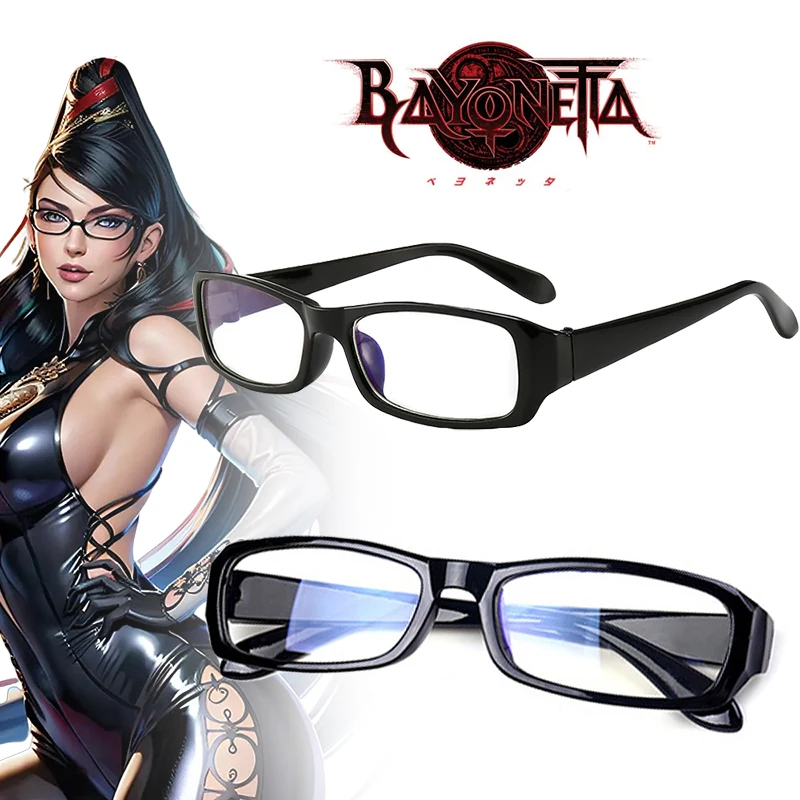 Game Bayonetta Cosplay Glasses Black Eyeglass Frame Retro 