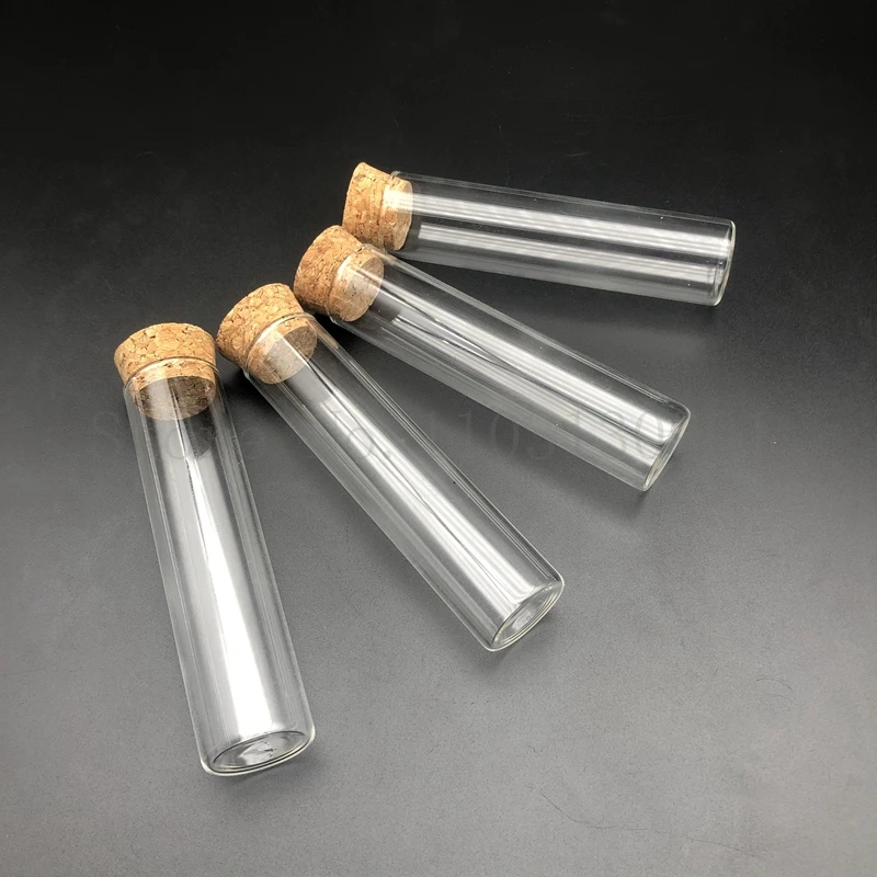 DIA 12mm to 30mm Transparent Clear Lab Flat Bottom Thickening Glass Test Tube with Cork Stoppers