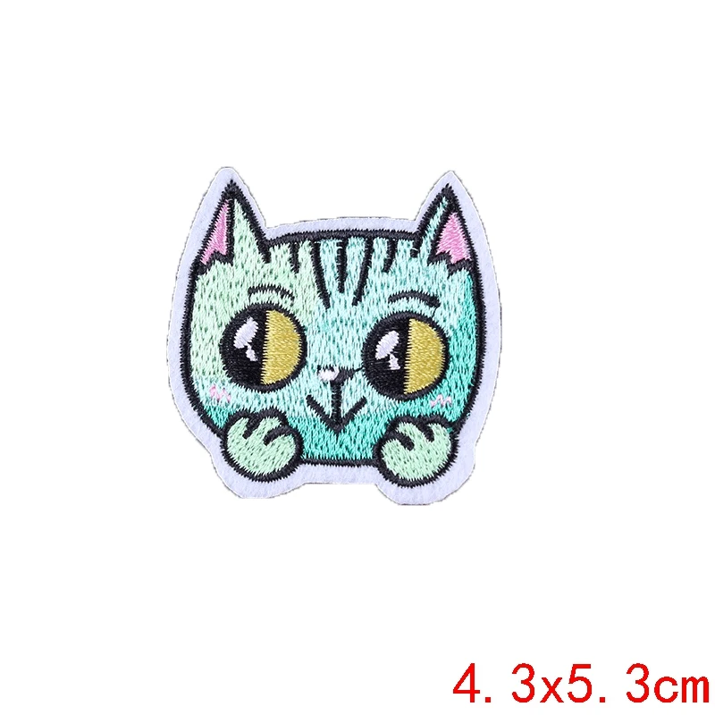 Cute Cat Embroidered Patches For Clothing Thermoadhesive Patches On Kids Clothes Applique DIY Cartoon Badges Animal Stickers 