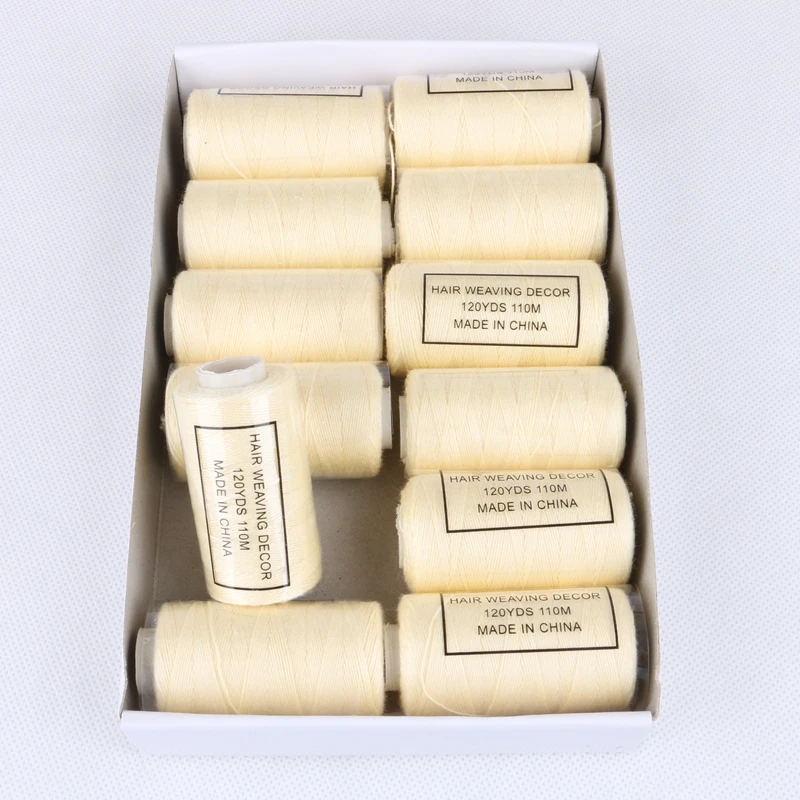 12pcs/box black brown blonde color cotton weaving thread hair weaving sewing thread for hair extension