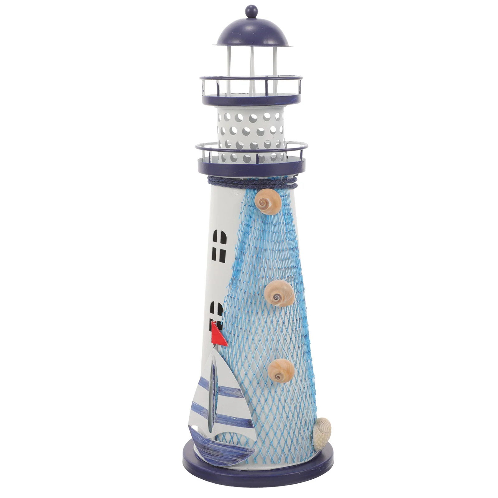 Nativity Ornament Nautical Desk Accessories Light House Decorations for Home Lighthouse Iron Boat Mediterranean Lamp