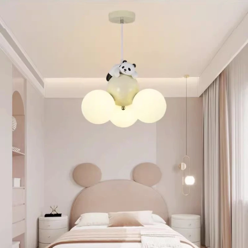 Modern LED Children's Room Chandeliers Cute White Bear Bubble