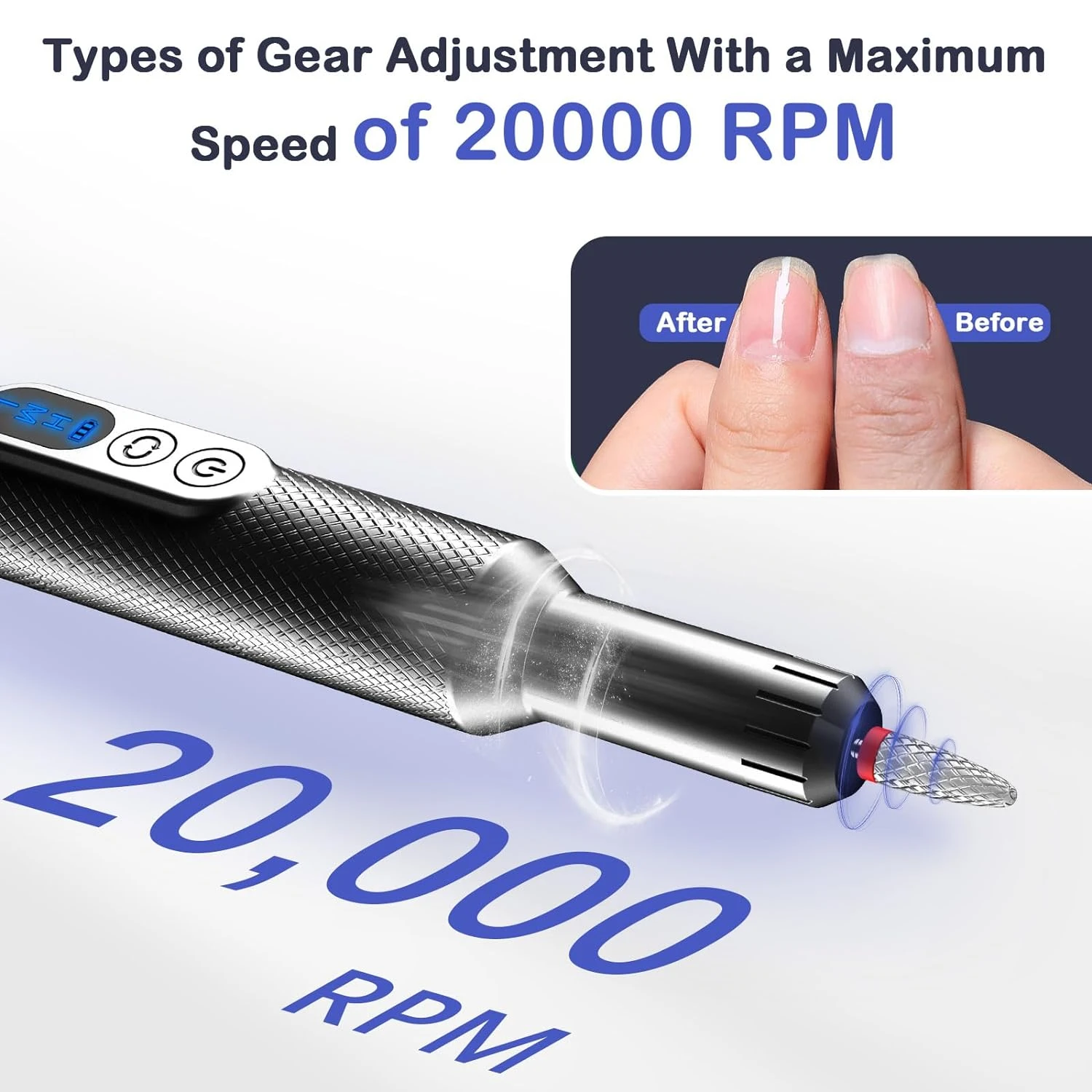 Professional Rechargeable Nail Drill Kit-Portable Beauty Tool for Acrylic, Manicure, Pedicure-Grinder, Polisher, Trimmer W