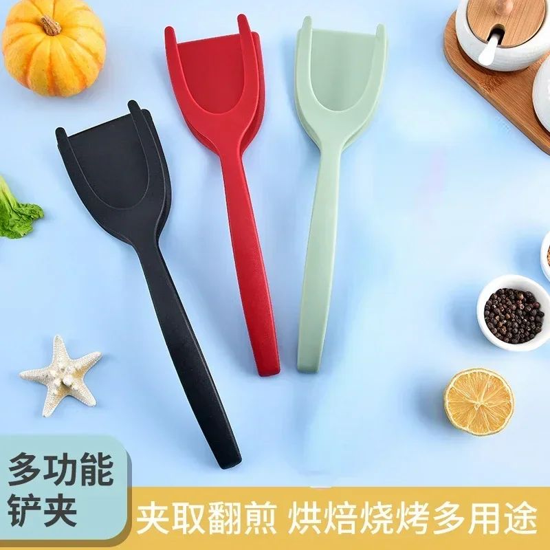 Description Picture 5 of itemNew 2 In 1 Nylon Grip Flip Tongs Egg Spatula Tongs Steak Spatula Tongs Clamp Pancake Fried Turners Kitchen Accessories