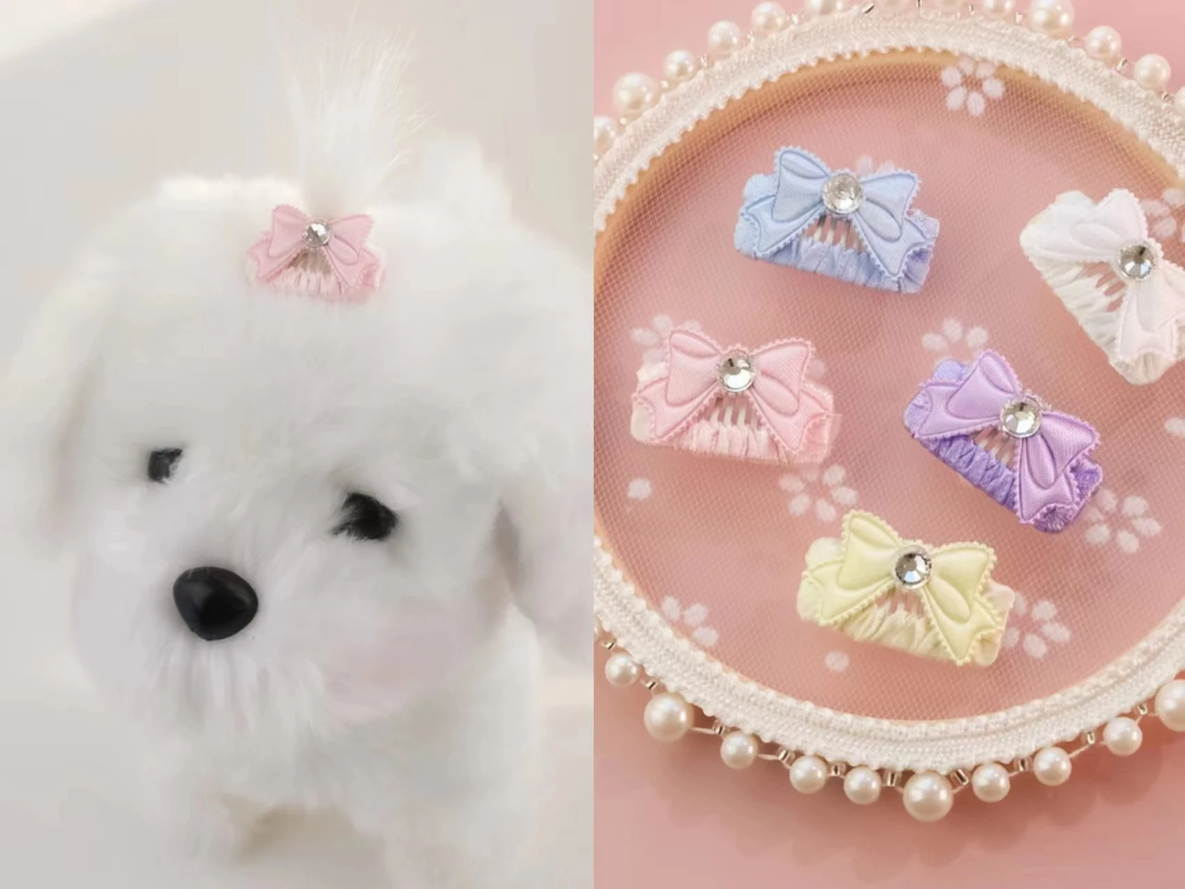 

20PCS Bow Tie Rhinestone Decor Dog Hairpin Dog Cat Barrette Pet Headwear Pet Accessories