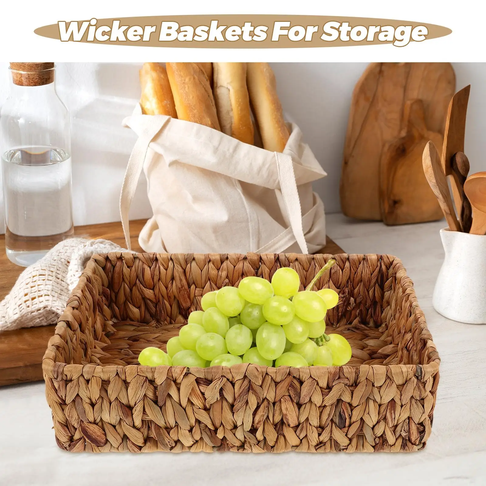 Storage Basket Wicker Woven for Bathroom Back of Toilet Organizer Water Hyacinth 6
