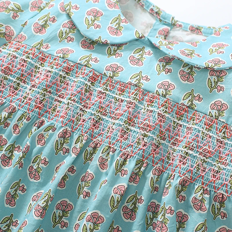 Kids Clothes 2025 Summer Dress Baby Girls Cartoon Flowers Holiday Dresses Children's Clothing Vestidos Cotton