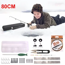 

80cm Ice Fishing Rod With Reel Combo Set Spinning Reel Bait Lures Bag Portable Travel Full Complete Fishing Kit For Winter