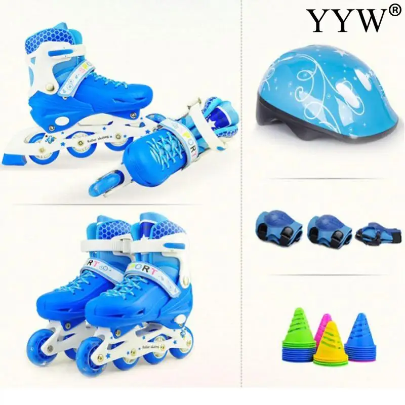 Inline Roller Skate Shoes 4-Wheel Sneakers Roller Skating Flash Shoes Protective Gear Suit Child Kid Youth Beginner Boy And Girl roller skates