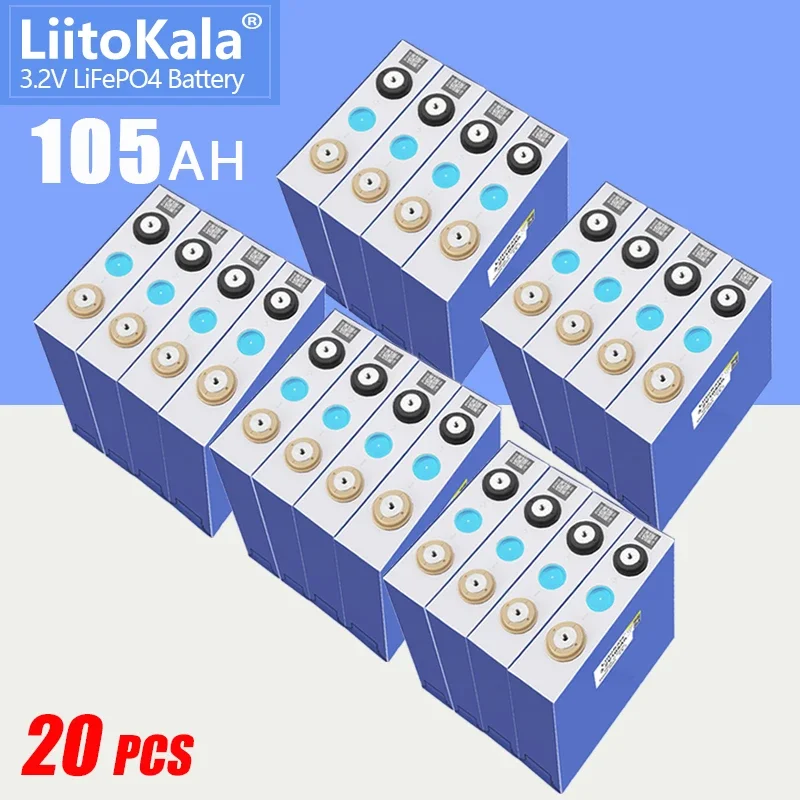 

20pcs LiitoKala 3.2V Lifepo4 105Ah Batteri BRAND NEW GRADE A Rechargeable Batterie Lifepo4 Battery 12v 24 DIY RV Boat Cells Pack