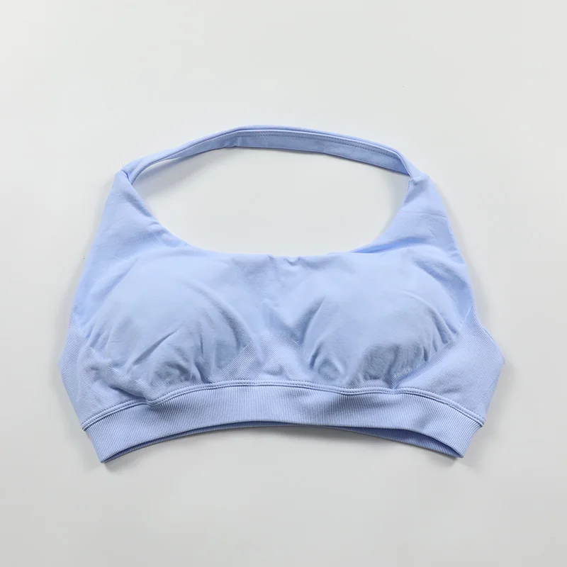 Impact Sports Bra Seamless Halter Neck Strap Bra Open Back Fitness Yoga Top Bras Midium Support Women Workout Gym Crop Top