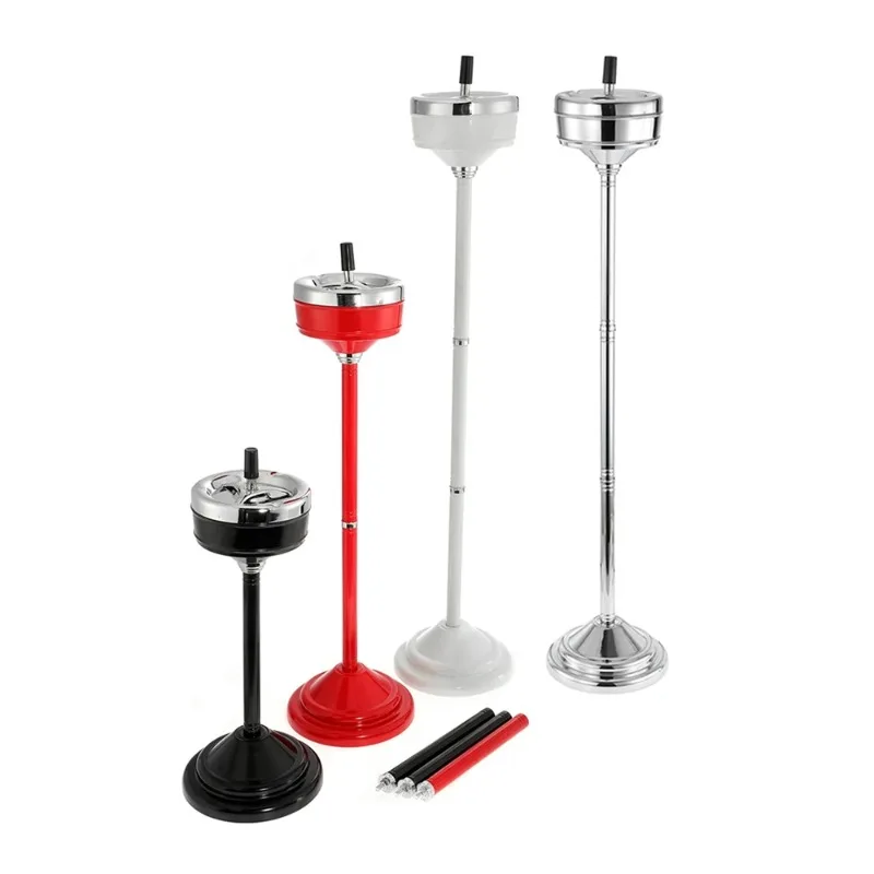 Stainless Steel Ashtray With Lid Outdoor Indoor Adjustable Height Floor Standing Detachable Ashtray Smoking Cigarette