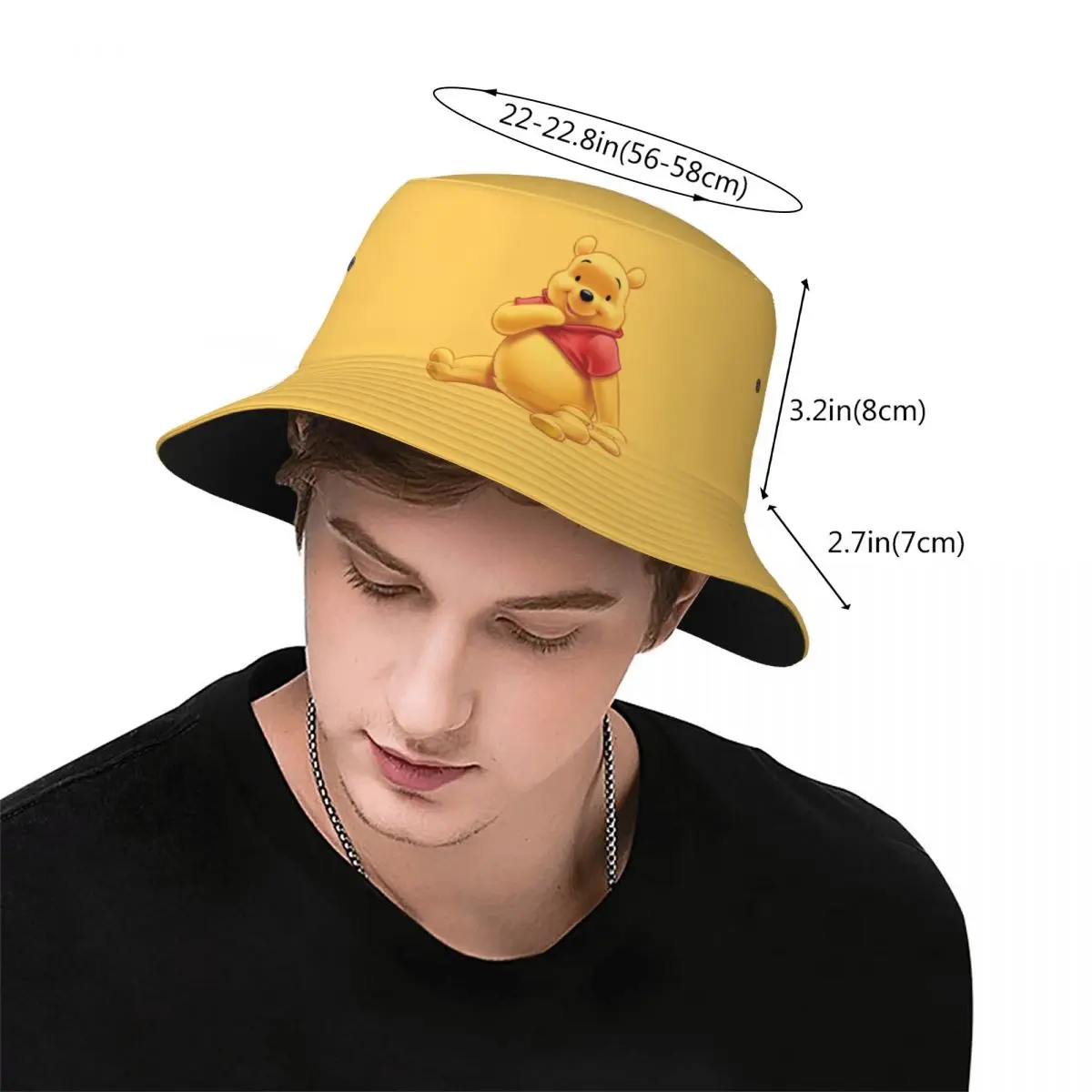 Girls Kawaii Bucket Hat Cute Winnie The Pooh Accessories Bob Hats For Travel Headwear Lightweight 3
