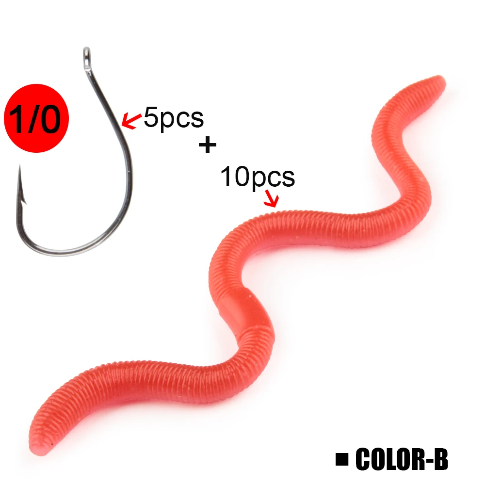 Spinpoler Bent Worm With Wacky Hook Set Weedless Wacky Rigging Soft Lure  Earthworm Artificial Plastics Drop Shot Fishing Tackle - AliExpress