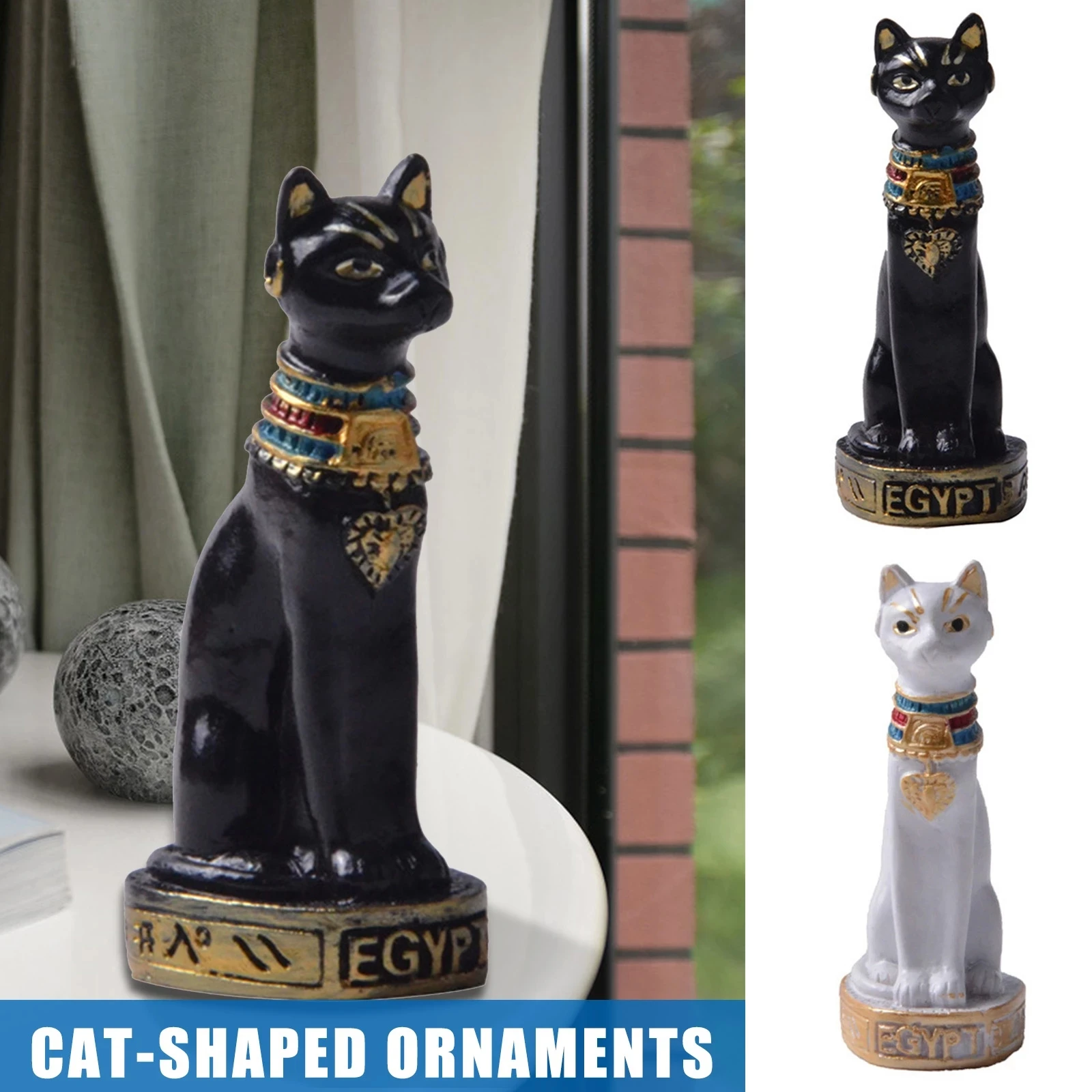 Lovely Egyptian Cat Shape Statue Retro Cartoon Car Desktop Decoration Miniatures Animals Figurines Household Crafts Ornament