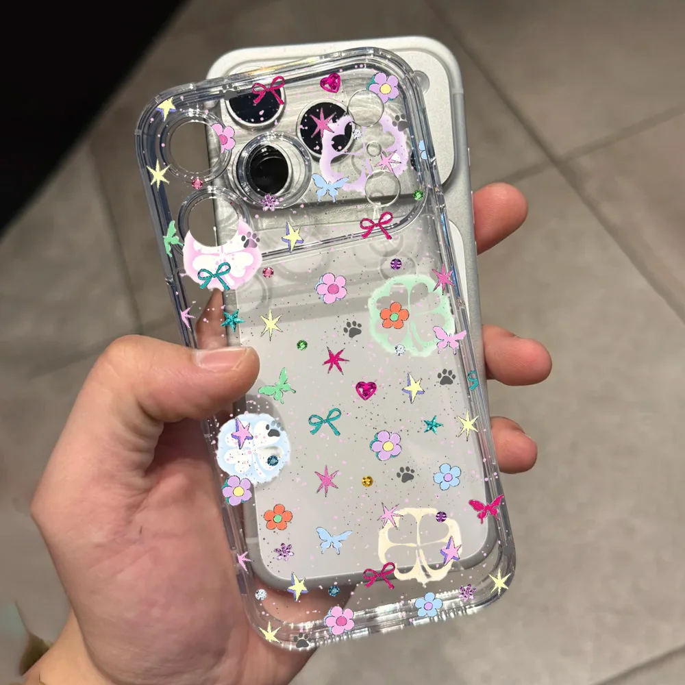 Ultra Thin TPU Clear Soft Phone Case with Floral Time Painting Design