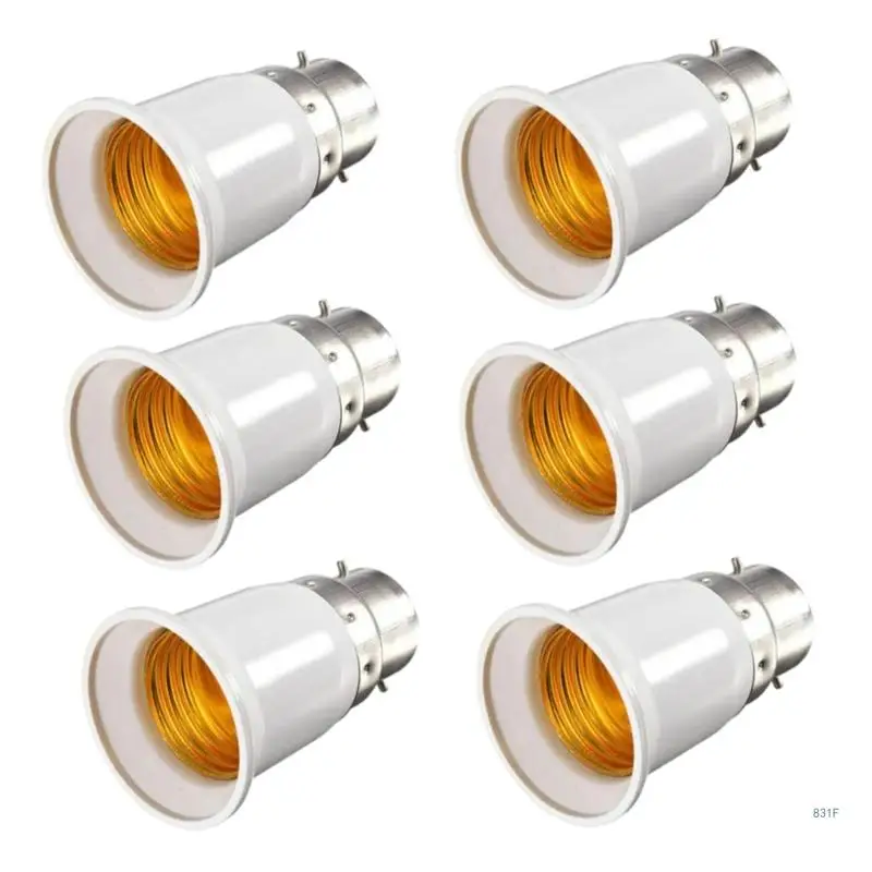 

6 Pcs B22 to E27 Light Socket Adapter Bulb Holder Lamp Base Converter for LED Light Bulb Bayonets Screw Light Bulb